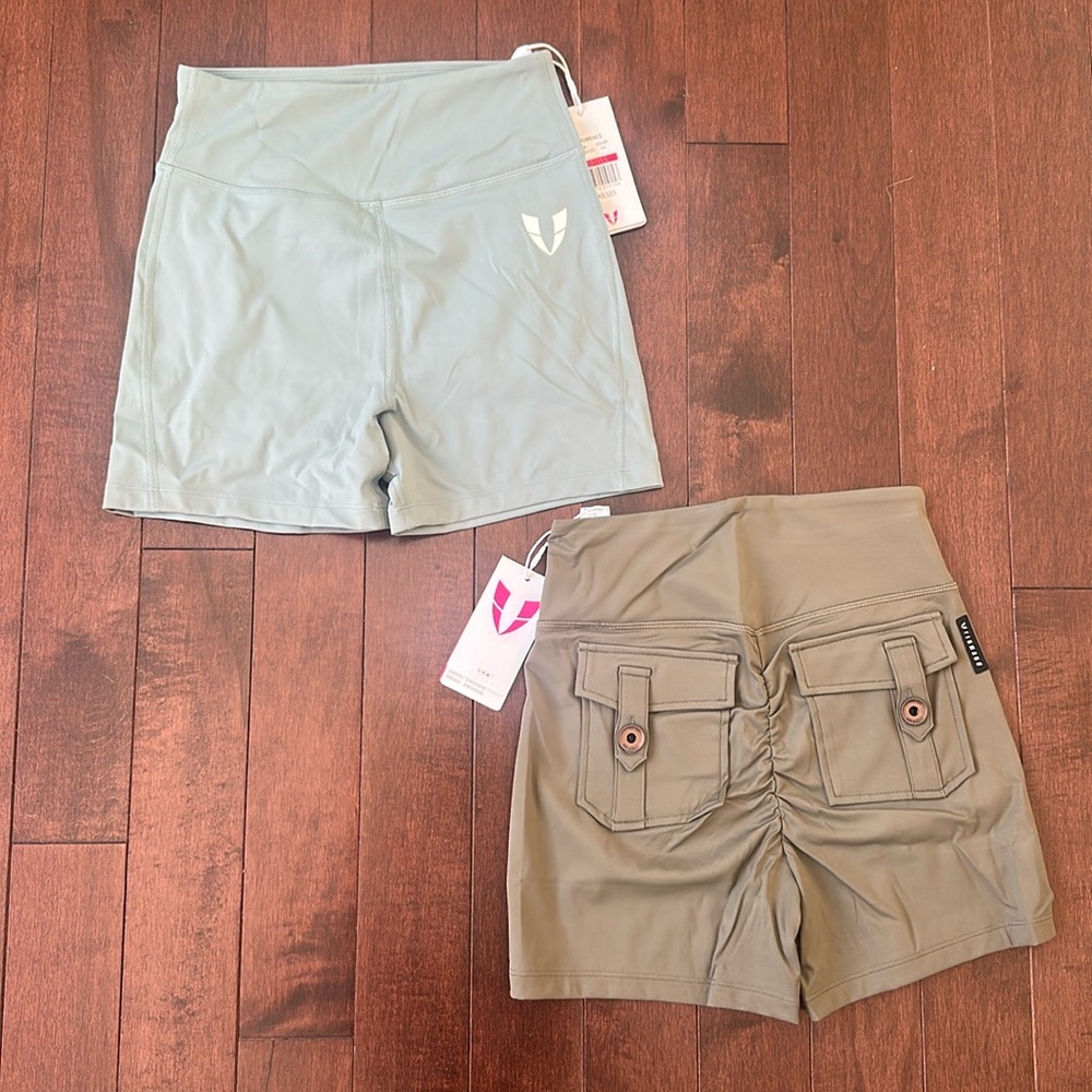 2 PAIRS- Firmabs Athletic cargo Shorts
Size Medium 
Scrunch bum
New with tags